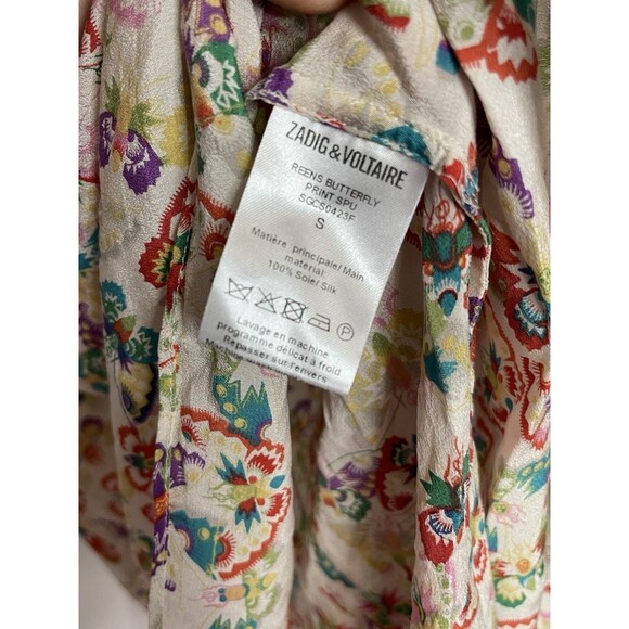 Zadig & Voltaire Reens Shift Butterfly Mini Dress Ruffled Silk Womens Small - Picture 4 of 6